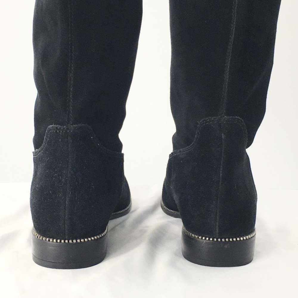 Michael Kors Womens Boot Suede Knee High Studded Black Pull On Riding Sz 7.5 - Picture 9 of 16